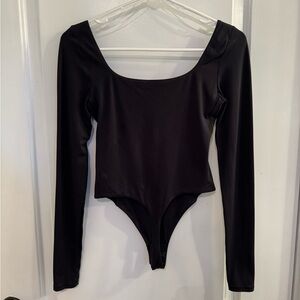 Lululemon Wundermost Ultra-Soft Nulu Square-Neck Long-Sleeve Bodysuit Black XS